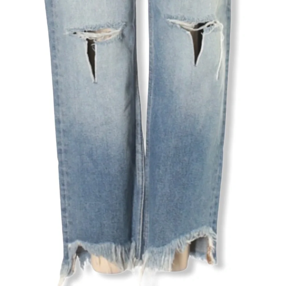 HIDDEN High Rise Distressed Knees Raw Hem Jeans - Picture 3 of 5